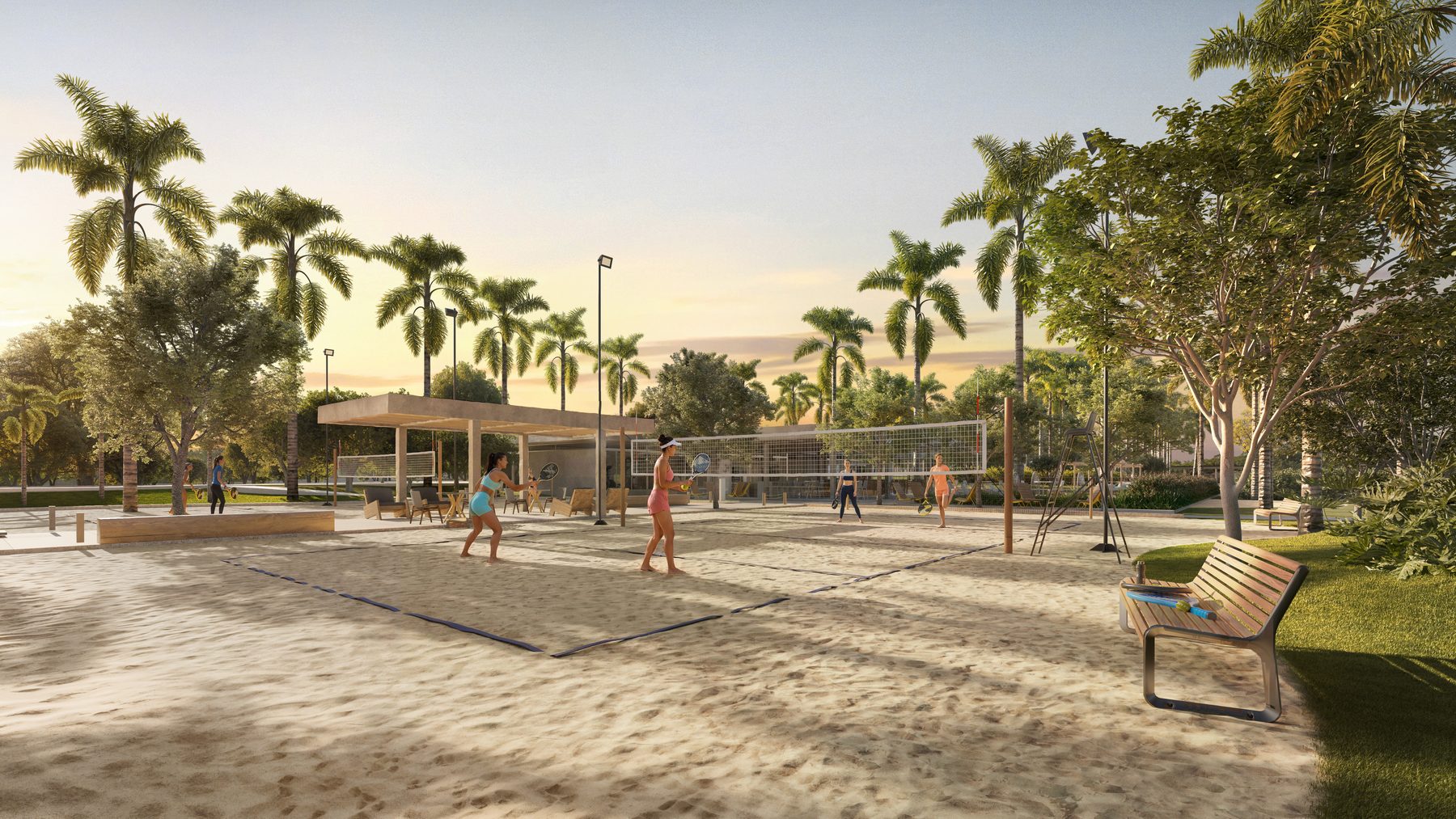 Sport Club — quadras de beach tennis ao sunset
